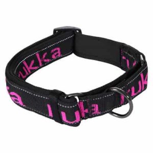 Hundhalsband Solid Web – Svart/Rosa